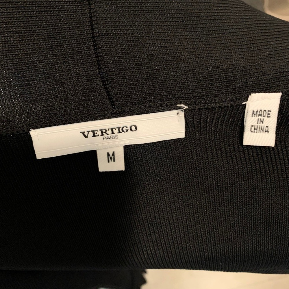 Vertigo Paris Black Ruffle Trim Pearl Button Womens Cardigan Sweater Top Medium - Picture 11 of 11
